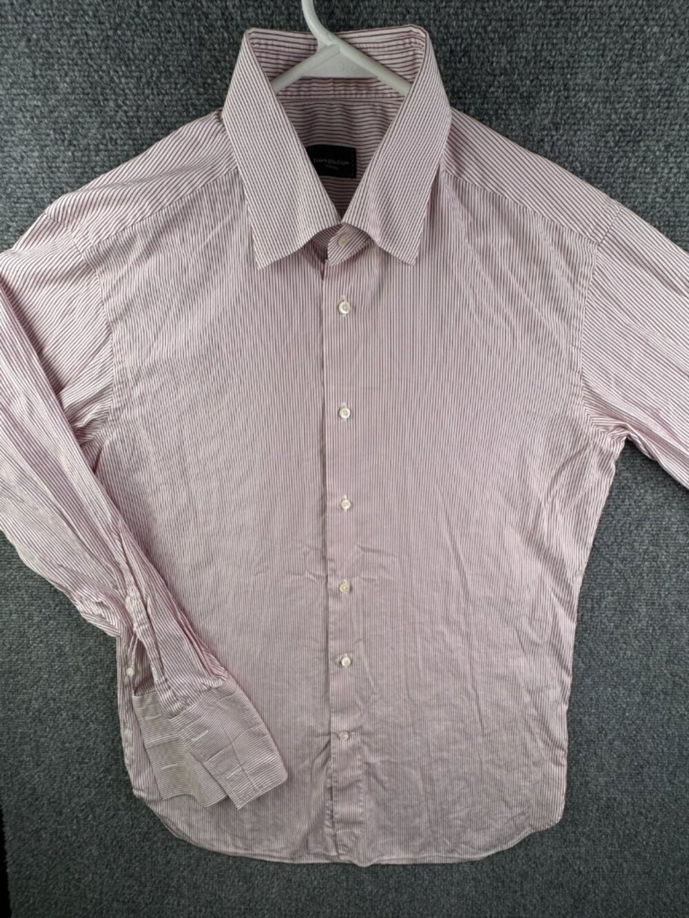 Ermenegildo Zegna Su Misura Red Striped Long Sleeve Button Up Shirt 16.5 Reg